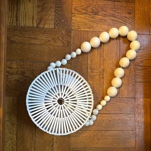 Cult Gaia White and Cream Beaded Bag